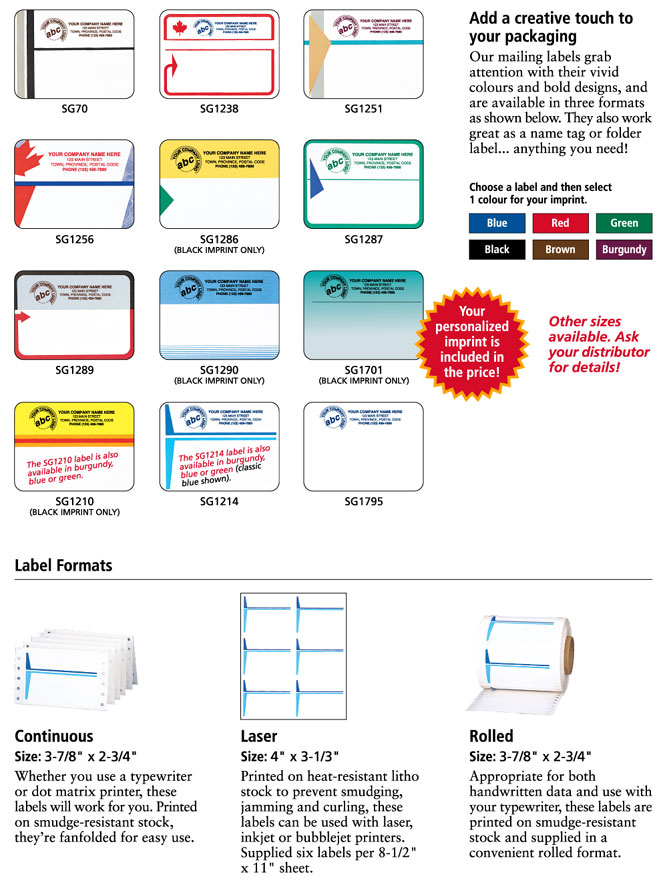 Preprinted Mailing Labels
