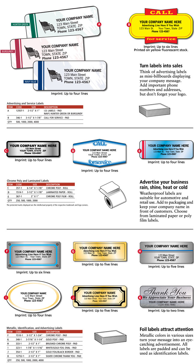Advertising Labels