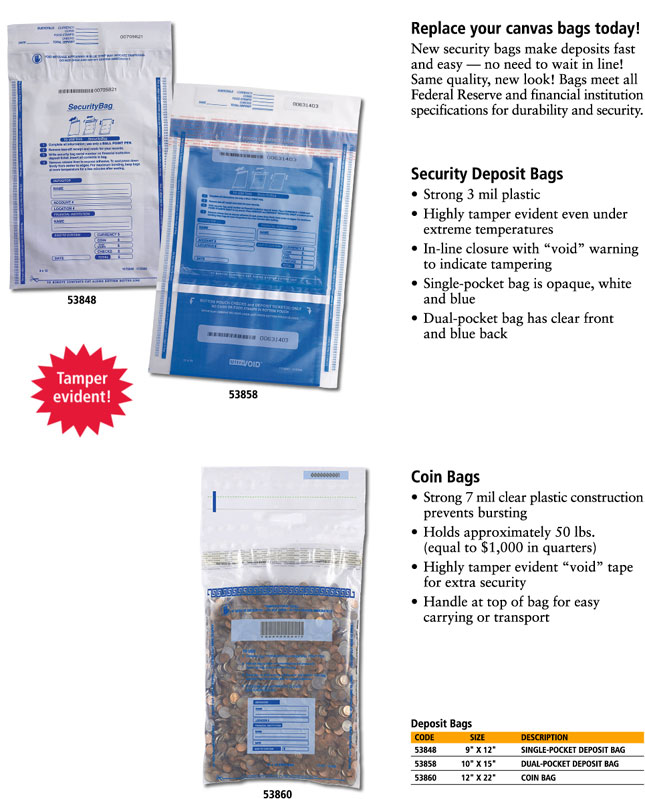 Deposit Bags, Security Deposit Bags, Coin Bags