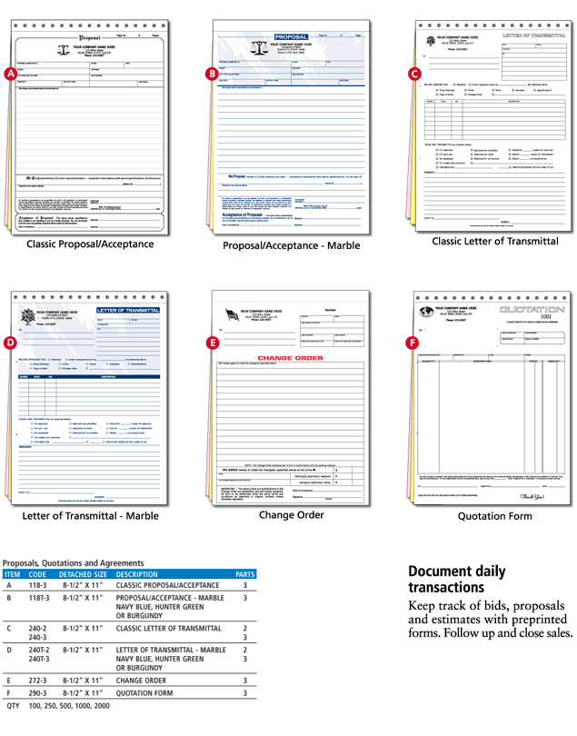 Proposals, Quotes and Agreements
