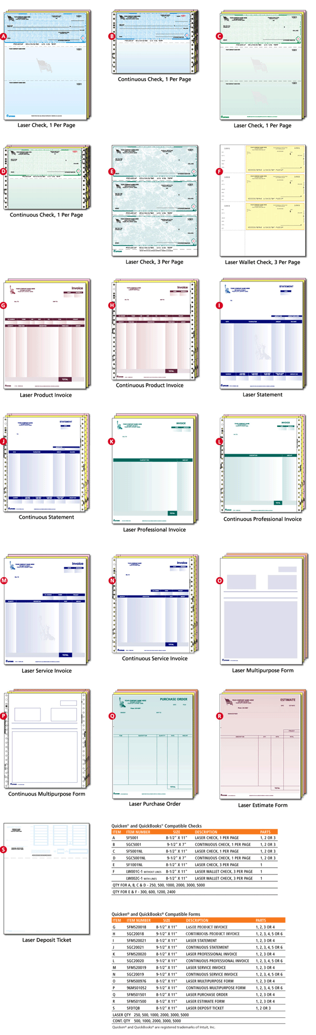 Quicken®/Quickbooks® Compatible Cheques