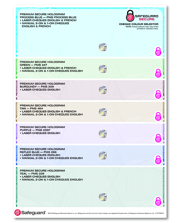 Premium Secure Laser Cheque Colour Guide Premium Secure Laser Cheque Colour Guide