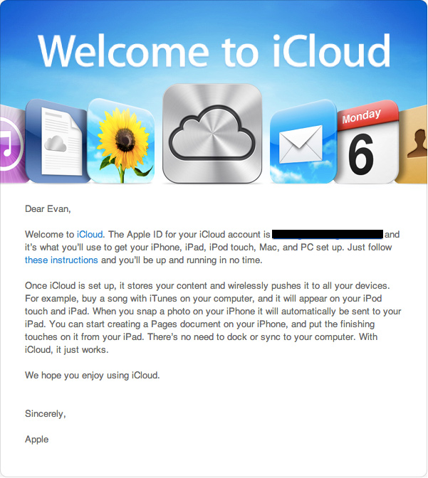 icloud welcome mail