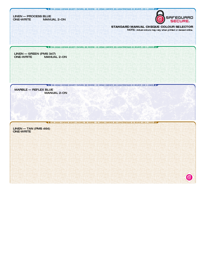 Manual Cheque Colour Guide Manual Cheque Colour Guide