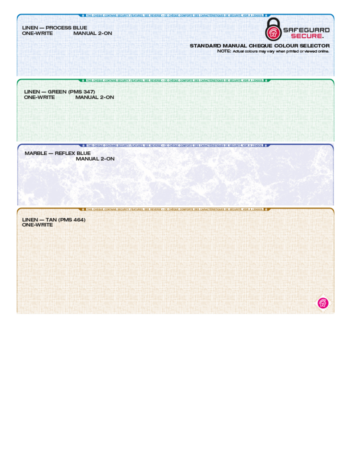 Manual Cheque Colour Guide